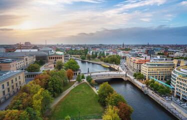 Fototapeta na wymiar Aerial view of Museum Island with Spree River - Berlin, Germany