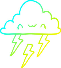 cold gradient line drawing cartoon storm cloud