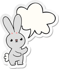 Obraz na płótnie Canvas cute cartoon rabbit and speech bubble sticker