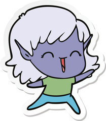 sticker of a cartoon elf girl