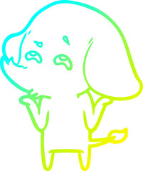 cold gradient line drawing cartoon elephant remembering