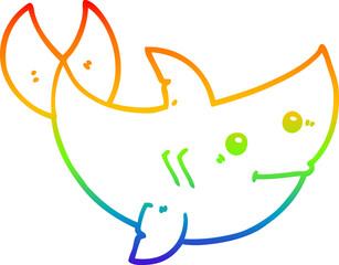 rainbow gradient line drawing cartoon shark