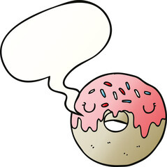 cartoon donut and speech bubble in smooth gradient style