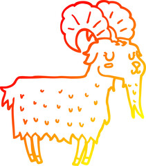 warm gradient line drawing cartoon goat