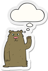 cartoon bear and thought bubble as a printed sticker
