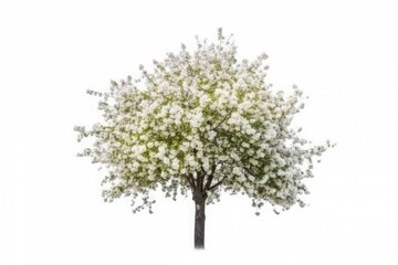 Tree blossom season cut out on white background. Generative ai.