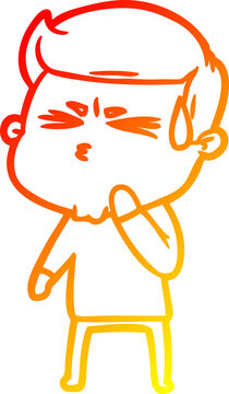 recommend clip art: warm gradient line drawing cartoon man sweating