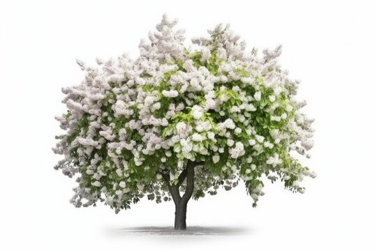 Spring flowering tree isolated on white background. Generative ai.