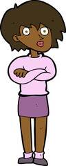 cartoon woman wit crossed arms