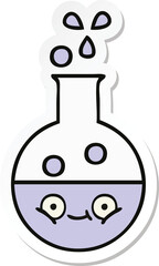 sticker of a cute cartoon test tube