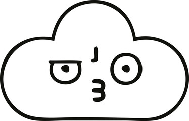 line drawing cartoon white cloud