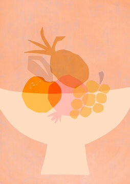 Abstract design fruit bowl food illustration 