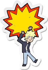 sticker of a cartoon man having awesome idea