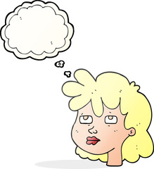 thought bubble cartoon female face