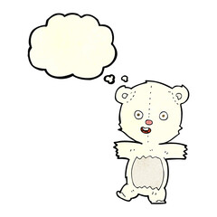 cartoon cute polar bear cub with thought bubble