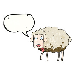 speech bubble textured cartoon muddy sheep