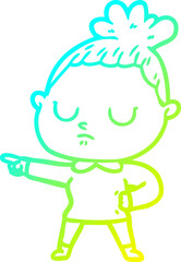 cold gradient line drawing cartoon calm woman