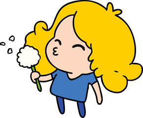 cartoon of cute kawaii girl