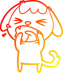 warm gradient line drawing cute cartoon dog barking