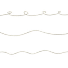 Fototapeta premium Pearls. Beads. Jewelry. Beautiful vector background. Garland. Festive decoration. Strings of pearls.