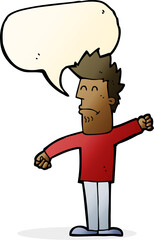 cartoon stressed man with speech bubble