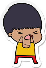 sticker of a cartoon stressed man