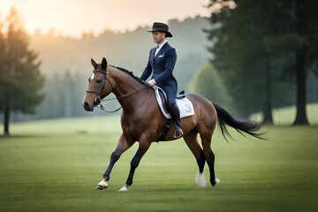 horse riding in the field