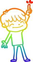 rainbow gradient line drawing cartoon happy boy