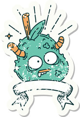grunge sticker of tattoo style rotten pear