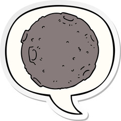 cartoon moon and speech bubble sticker