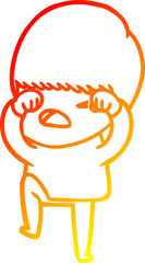 warm gradient line drawing cartoon stressed man