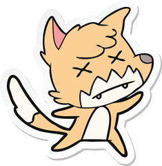sticker of a cartoon dead fox