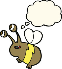 cartoon happy bee with thought bubble