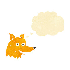 cartoon fox head with thought bubble