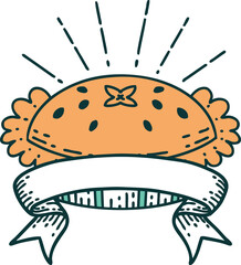 banner with tattoo style amazing pie