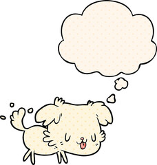 cartoon dog and thought bubble in comic book style