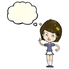 cartoon pretty maid with thought bubble