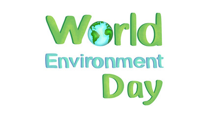 The inscription World Environment Day, instead of the letter O drawing of the globe. Only One Earth - World Environment day concept design, 05 June holiday. Creative Poster, Banner 3d paper cut style