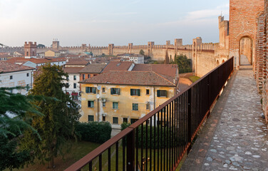 Walkway of the medieval town walls of Cittadella, in Veneto region, Italy