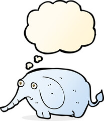 cartoon sad little elephant with thought bubble