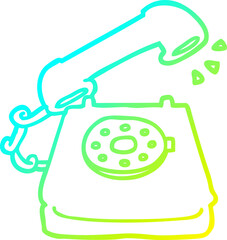 cold gradient line drawing cartoon old telephone