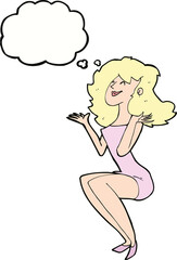 cartoon attractive woman sitting with speech bubble