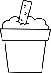 quirky line drawing cartoon ice cream pot