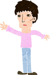 cartoon worried man reaching out