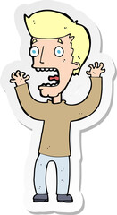 sticker of a cartoon frightened man