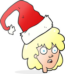 cartoon woman with santa hat