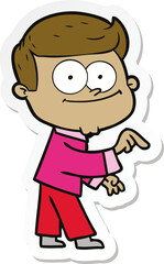 sticker of a cartoon happy man