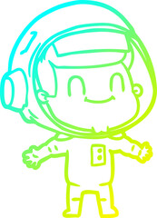 cold gradient line drawing happy cartoon astronaut man