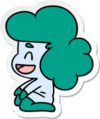 sticker cartoon of a kawaii alien girl