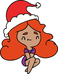 christmas cartoon of kawaii girl